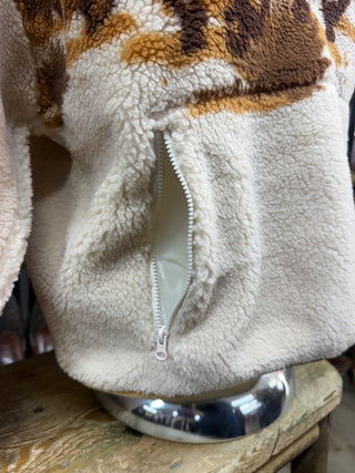 Rock&Roll Denim Sherpa Horses Pullover (Natural) BW91C09999