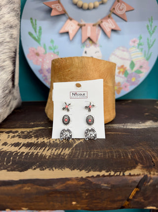 Women’s Western Set of Earrings - Silver CR4364