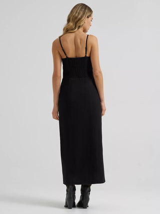 Women’s Wrangler Denim Slit Maxi Dress (Black) 112385450