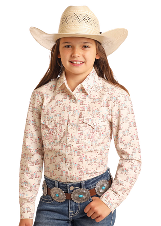 Panhandle Girls LS Snap Shirt (Natural) LGN2S06118