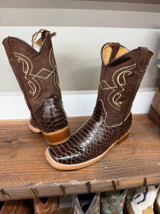 Kids Square Toe Imitation Python (Brown) 460338