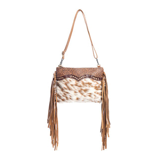 MESCALARO HILL LEATHER & HAIRON BAG IN WARM CARAMEL(S-9902)