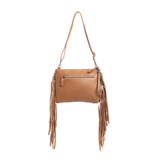 MESCALARO HILL LEATHER & HAIRON BAG IN WARM CARAMEL(S-9902)