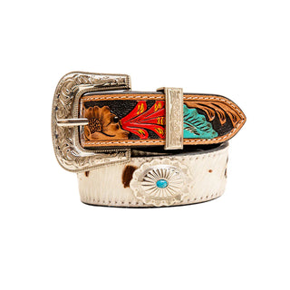 CUMMERBAND HAND-TOOLED CONCHO WOMEN'S BELT(S-6882)