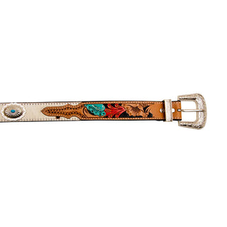 CUMMERBAND HAND-TOOLED CONCHO WOMEN'S BELT(S-6882)
