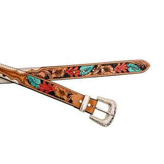 CUMMERBAND HAND-TOOLED CONCHO WOMEN'S BELT(S-6882)