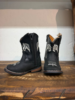 Toddler Square Toe Western Boot (Black) 410526