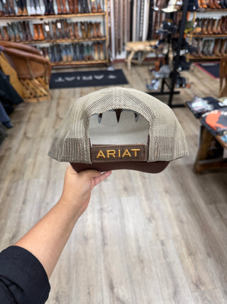 Ariat Men’s Oil Skin Embroidered Cap (Brown) 1515602