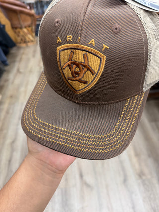 Ariat Men’s Oil Skin Embroidered Cap (Brown) 1515602