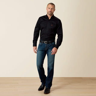 Ariat Men’s Solid Twill Fitted Button Down Shirt (Black) 10034229