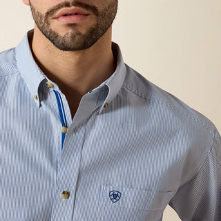 Ariat Men’s Dayne Mini Stripe Button Down (True Blue) 10023597