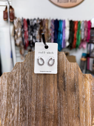 Women’s Rhinestone Horseshoe Earring (Silver) NE-2977