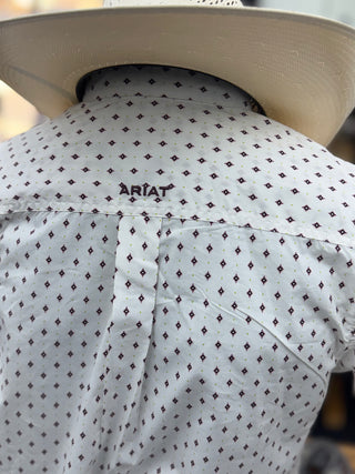 Ariat Men Campbell LS Shirt(White Geometric Print)-10079423