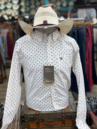 Ariat Men Campbell LS Shirt(White Geometric Print)-10079423