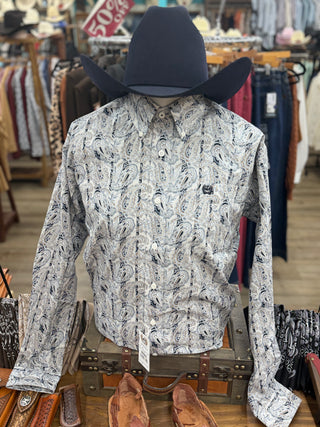 CINCH MEN'S CREAM PAISLEY PRINT BUTTON UP SHIRT(Cream)MTW1106154