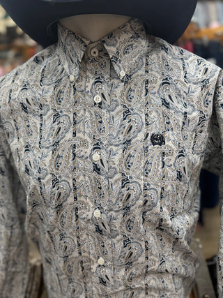 CINCH MEN'S CREAM PAISLEY PRINT BUTTON UP SHIRT(Cream)MTW1106154