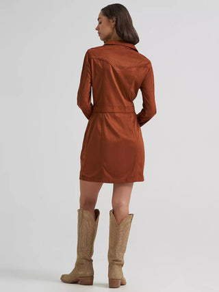 Women’s Wrangler Suede Western Snap Dress (Rust) 112385309
