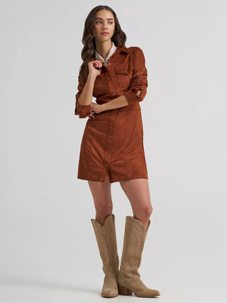 Women’s Wrangler Suede Western Snap Dress (Rust) 112385309