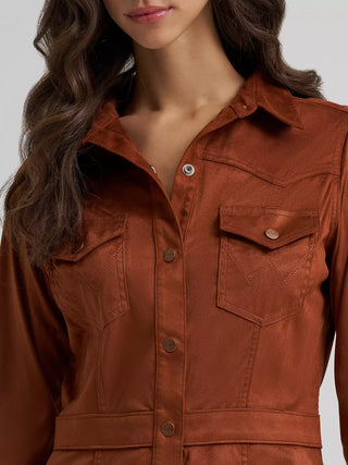 Women’s Wrangler Suede Western Snap Dress (Rust) 112385309