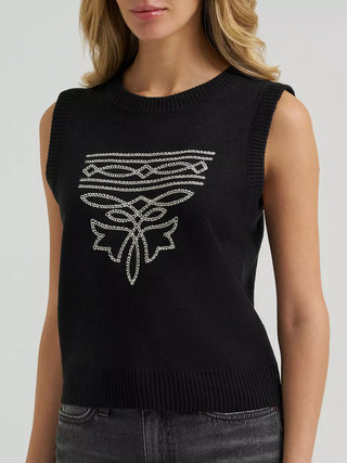 Women’s Wrangler Western Stitch Sweater Vest (Black) 112385440