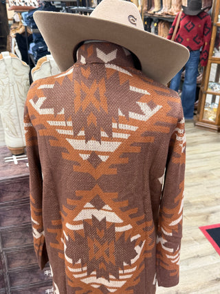 Rock&Roll Aztec Duster Cardigan (Chocolate)BW95T10015