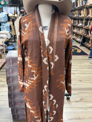 Rock&Roll Aztec Duster Cardigan (Chocolate)BW95T10015