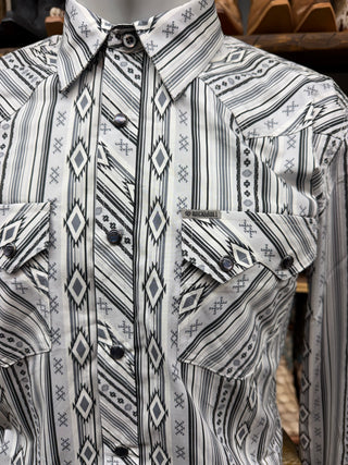 Rock&Roll Denim Men’s Aztec Print LS Shirt (Black) BMN2S10098