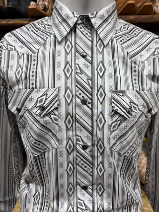 Rock&Roll Denim Men’s Aztec Print LS Shirt (Black) BMN2S10098