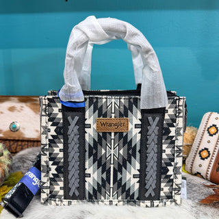 WRANGLER AZTEC PRINT WHIPSTITCH CANVAS MINI TOTE BAG WG2213-8866SBK