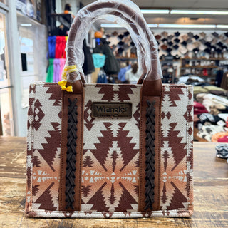 WG2212-8120SLCF Wrangler Southwestern Print Small Canvas Tote/Crossbody - LIGTH COFFEE