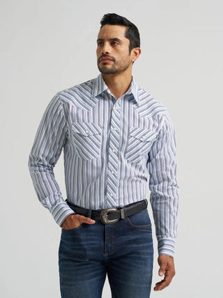 Wrangler® 20X® Competition Advanced Comfort Long Sleeve Shirt - Classic Fit - Navy/Blue - 112384656
