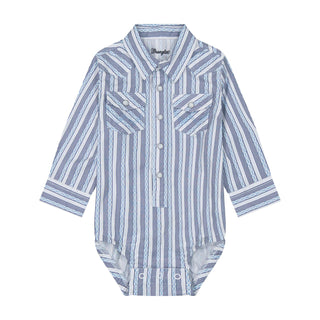 Wrangler Babies Pearl Snap Onesie (Blue) 112384757