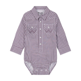 Wrangler Babies Pearl Snap Onesie (Grey/Purple) 112384756