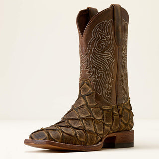 Riverside Wide Square Toe Cowboy Boot (10080347)-TAN BASS PRINT