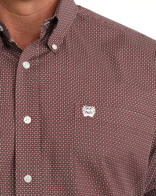 CINCH GEOMETRIC PRINT SHIRT-GREY/PINK-MENS SHIRT MTW1106158
