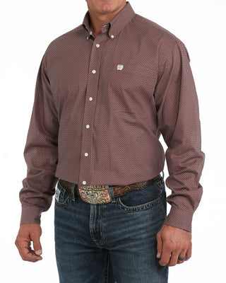 CINCH GEOMETRIC PRINT SHIRT-GREY/PINK-MENS SHIRT MTW1106158