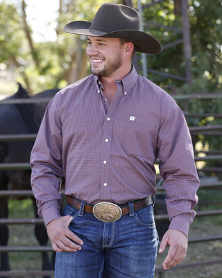 CINCH GEOMETRIC PRINT SHIRT-GREY/PINK-MENS SHIRT MTW1106158