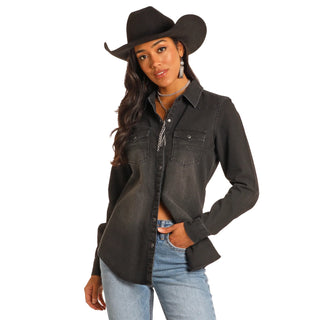 Rock&Roll Black Denim Long Sleeve Shirt