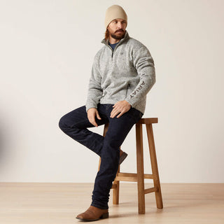 Ariat Caldwell Logo 1/4 Zip Sweater(Nulla Heather)