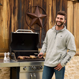 Ariat Caldwell Logo 1/4 Zip Sweater(Nulla Heather)