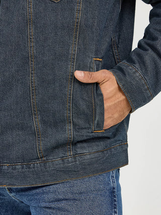 WRANGLER WESTERN SHERPA LINED DENIM TRUCKER JACKET