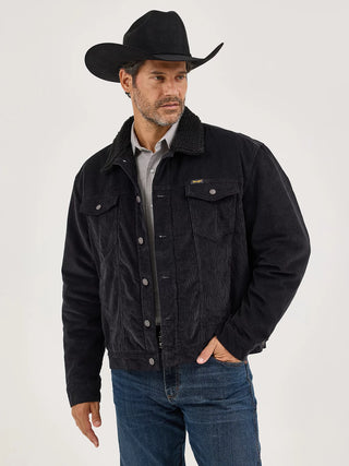 MEN'S WRANGLER COWBOY CUT SHERPA LINED CORDUROY JACKET (Black)
