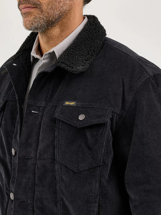 MEN'S WRANGLER COWBOY CUT SHERPA LINED CORDUROY JACKET (Black)