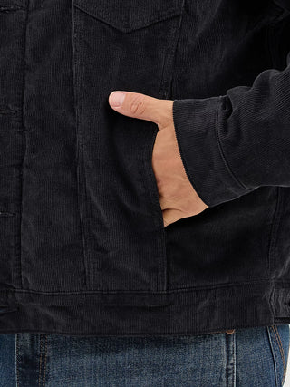 MEN'S WRANGLER COWBOY CUT SHERPA LINED CORDUROY JACKET (Black)