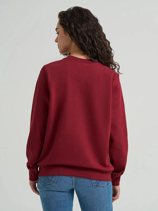 WOMEN'S WRANGLER GRAPHIC CREW SWEATSHIRT -BURGUNDY