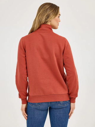 WOMEN'S WESTERN QUARTER ZIP SWEATSHIRT-RUST 112371636