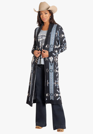 Panhandle Women's Navy Open Front Duster Cardigan