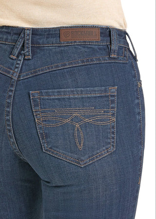 HIGH RISE BOOT STITCH TROUSER JEANS(Dark Wash)