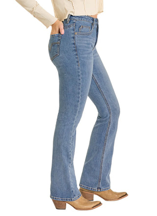 HIGH RISE YOKE STITCH BOOTCUT JEANS (Medium Wash)
