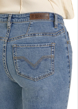 HIGH RISE YOKE STITCH BOOTCUT JEANS (Medium Wash)